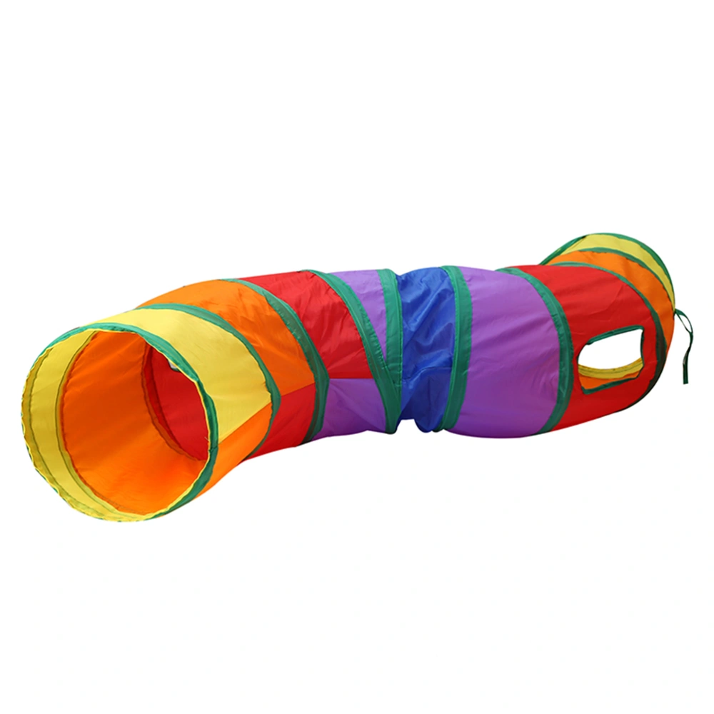 Rainbow Cat Playing Tunnel Foldable S-shaped Channel Kitten Funny Toy Pet Supplies Educational Tube Toys for Cat (Colorful)