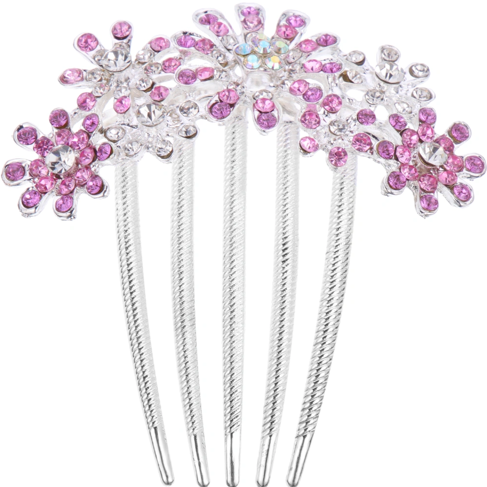 Bridal Women's 5-pin Hair Side Comb Clip Decoration Flower Rhinestone Multicolor