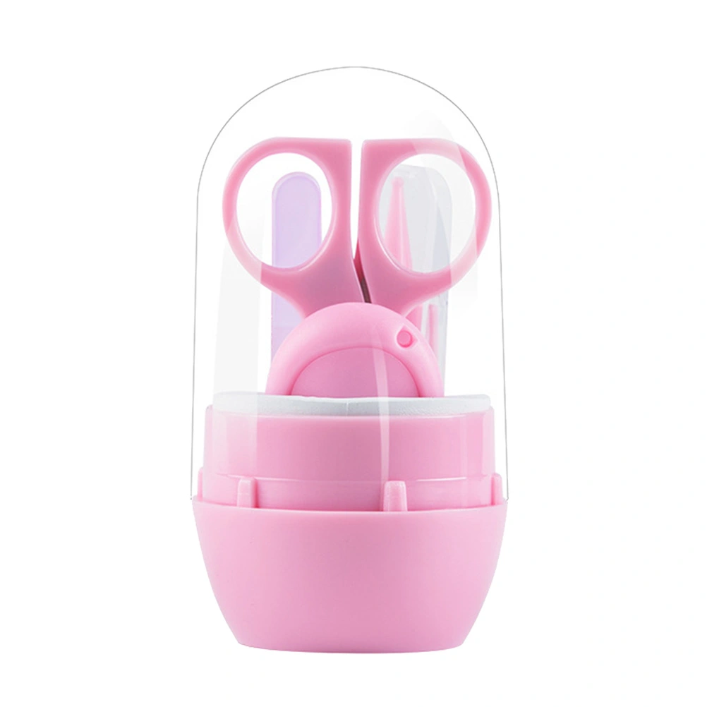 5 Pcs Baby Care Grooming Set with Nail File Clipper Tweezer Travel Portable Baby Care Grooming Kit (Pink)
