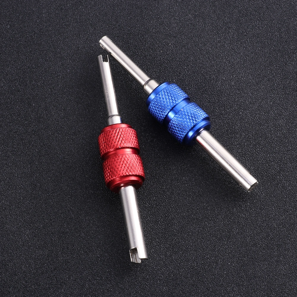 2 Pcs Car Tire Stem Core Remover Tool Installer Repair Tool (Red + Blue)