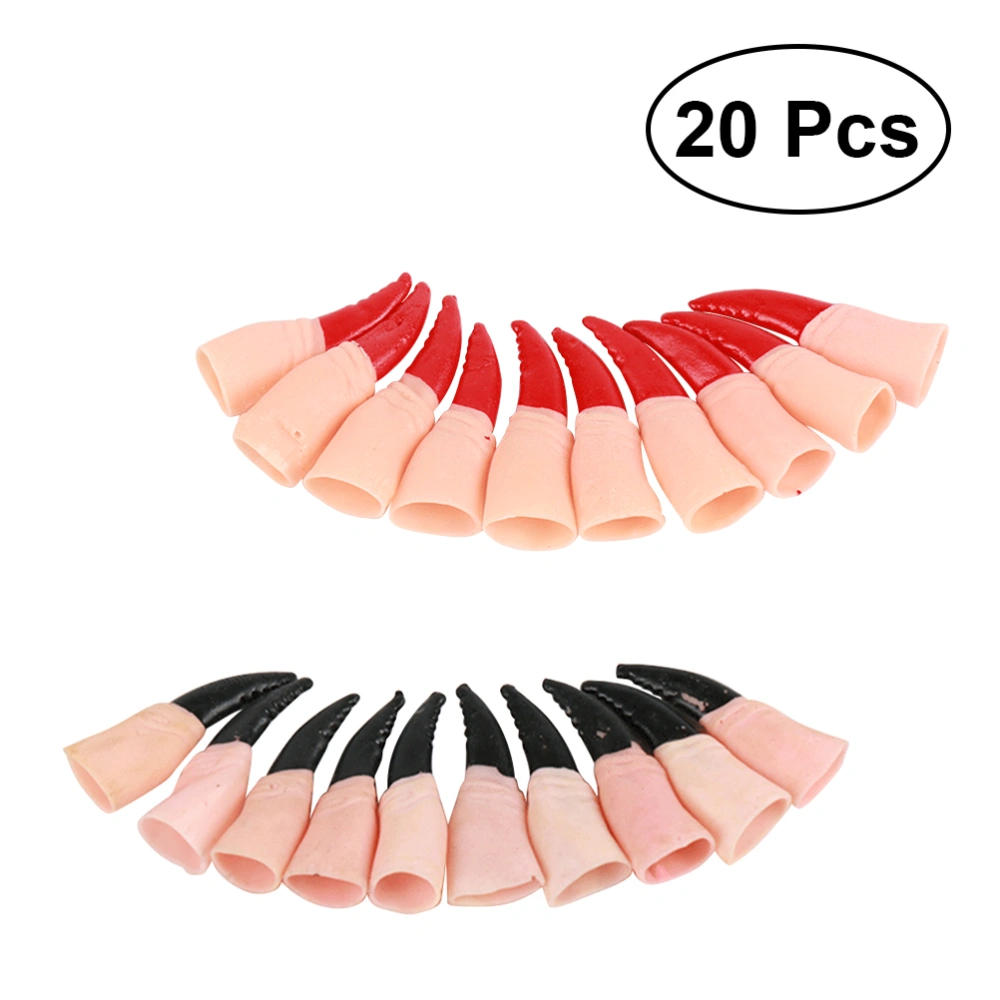 20pcs Halloween Spooky Scary Witches Nails Fake Finger Claws for Costume Cosplay Party Supplies