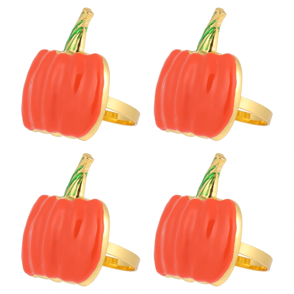 4pcs Halloween Pumpkin Shape Napkin Rings Napkin Buckles for Decor (Orange)