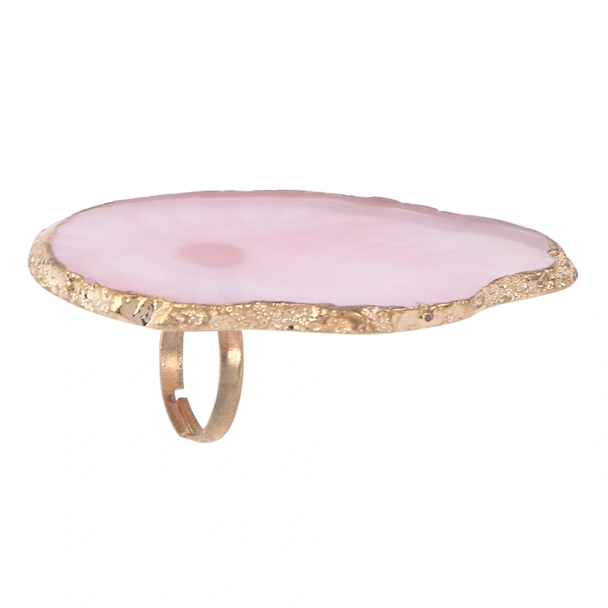 Mini Finger Ring Manicure Nail Art Gold Jade Agate Texture Manicure Supplies Adjustable Color Ring(Pink)