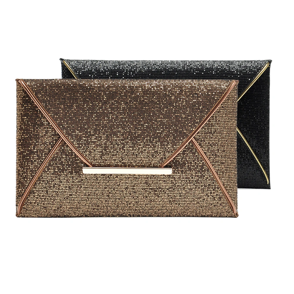 1PC Elegant Women Sequin Handbag Party Evening Envelope Clutch Purse Wallet (Coffee)