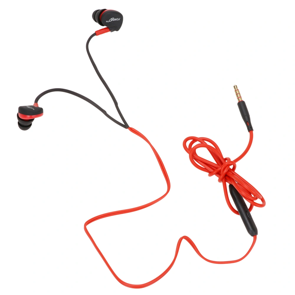 3.5mm Audio Jack Waterproof Earphones In Ear Earbuds Wired Headphones Bass Headset with Mic (Red)