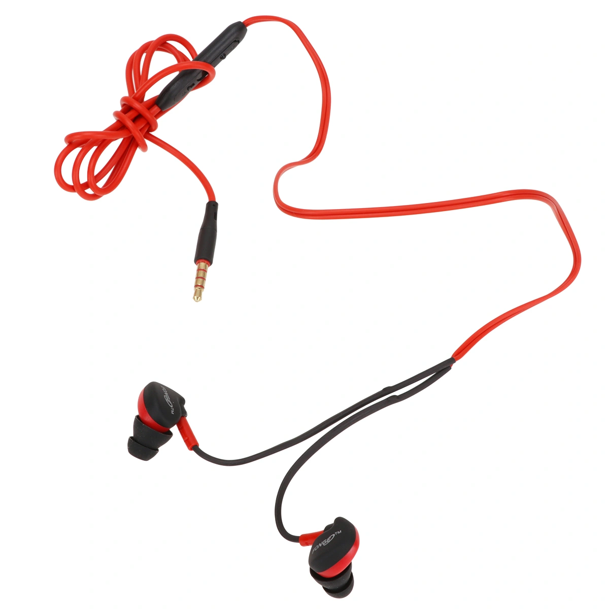 3.5mm Audio Jack Waterproof Earphones In Ear Earbuds Wired Headphones Bass Headset with Mic (Red)