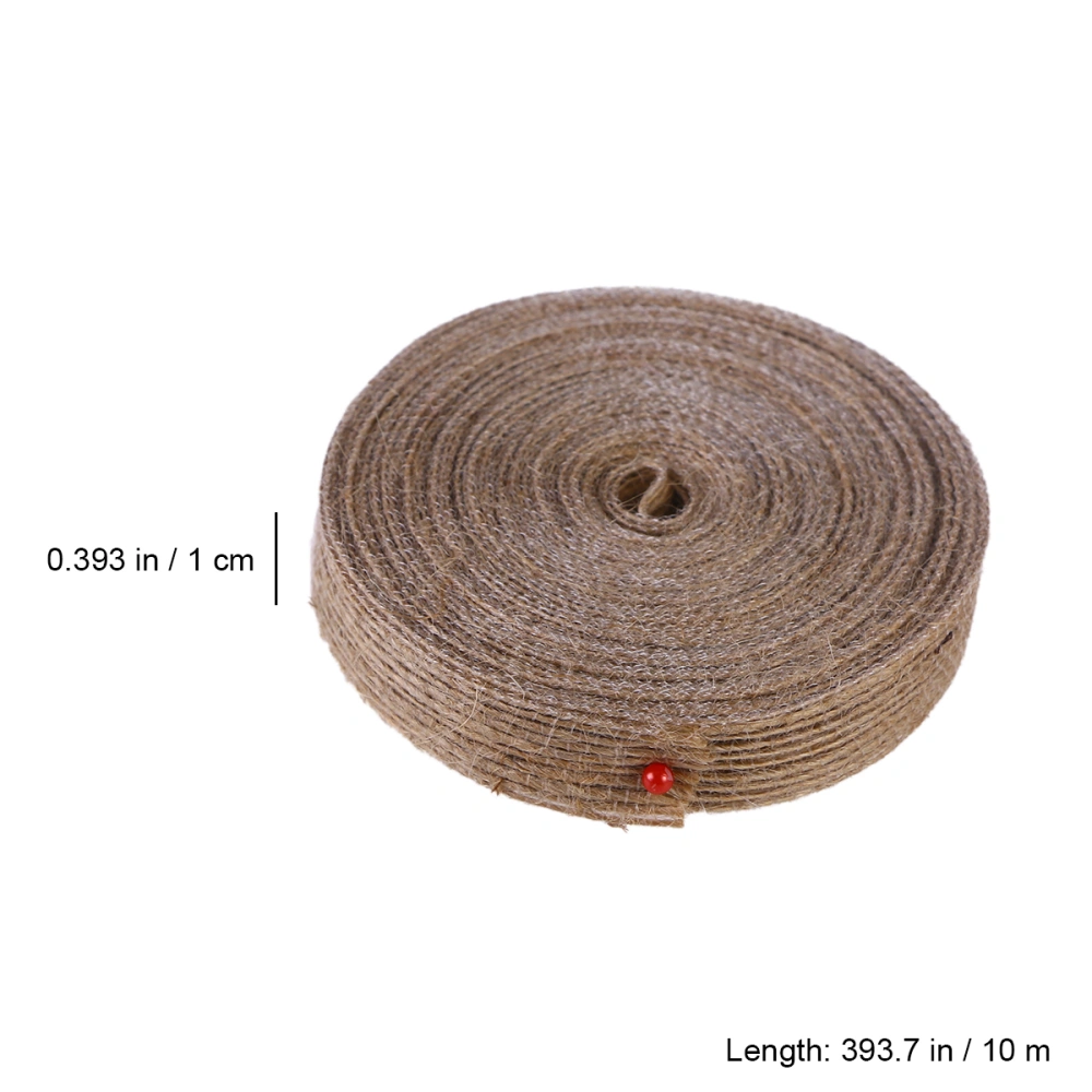 2PCS Natural Jute Hemp Rope Weaving Webbing Home DIY Craft Fishing Line Pattern Burlap Ribbon (Light Brown) - 10mx1.5cm