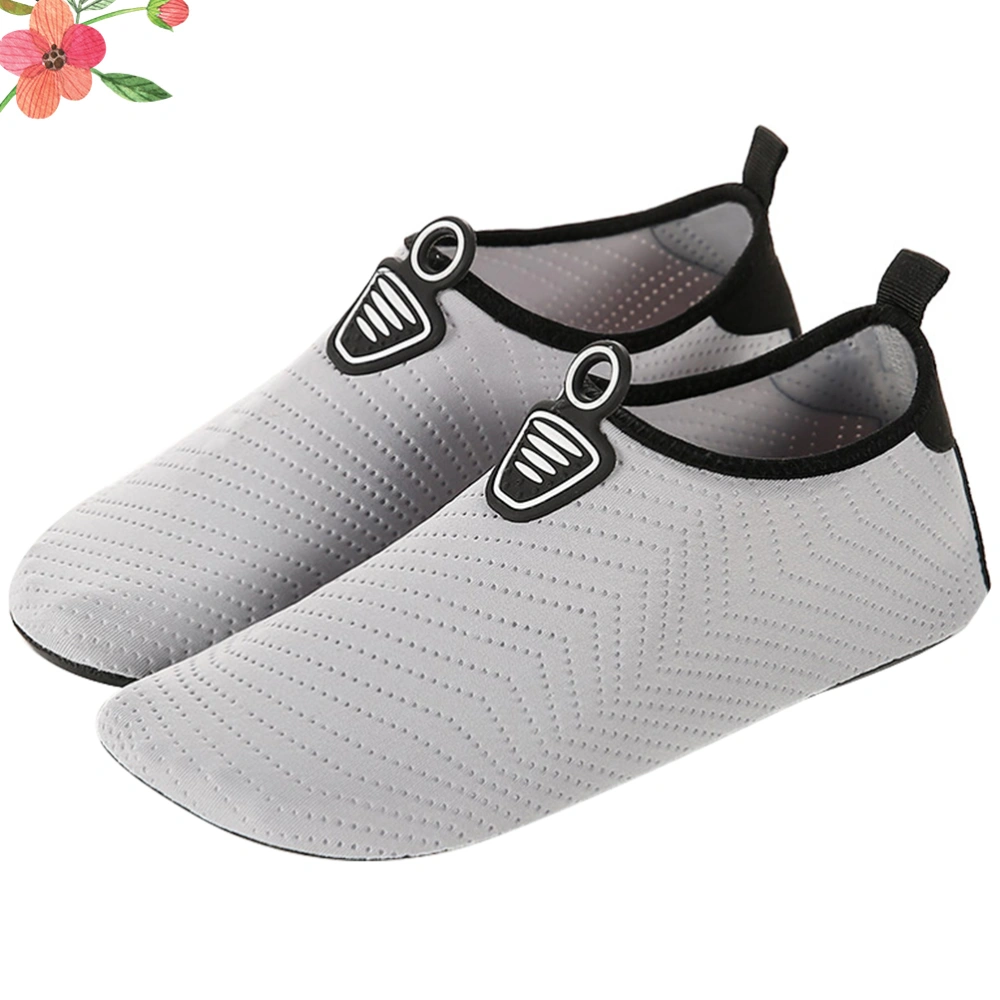 1 Pair Simple Style Beach Shoes Outdoor Swimming Diving Surf Exercise Shoes for Men Women - Grey (38-39 Yard, 23.5CM, 6.5US, 4UK, 37.5EU, 9.2355 Inch)