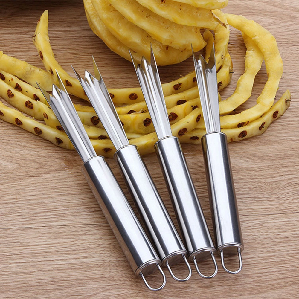 4pcs Pineapple Peeler Fork Stainless Steel Paring Cutter Pineapple Peeler Pineapple Eye Remover Fruit Cutter For Home Kitchen