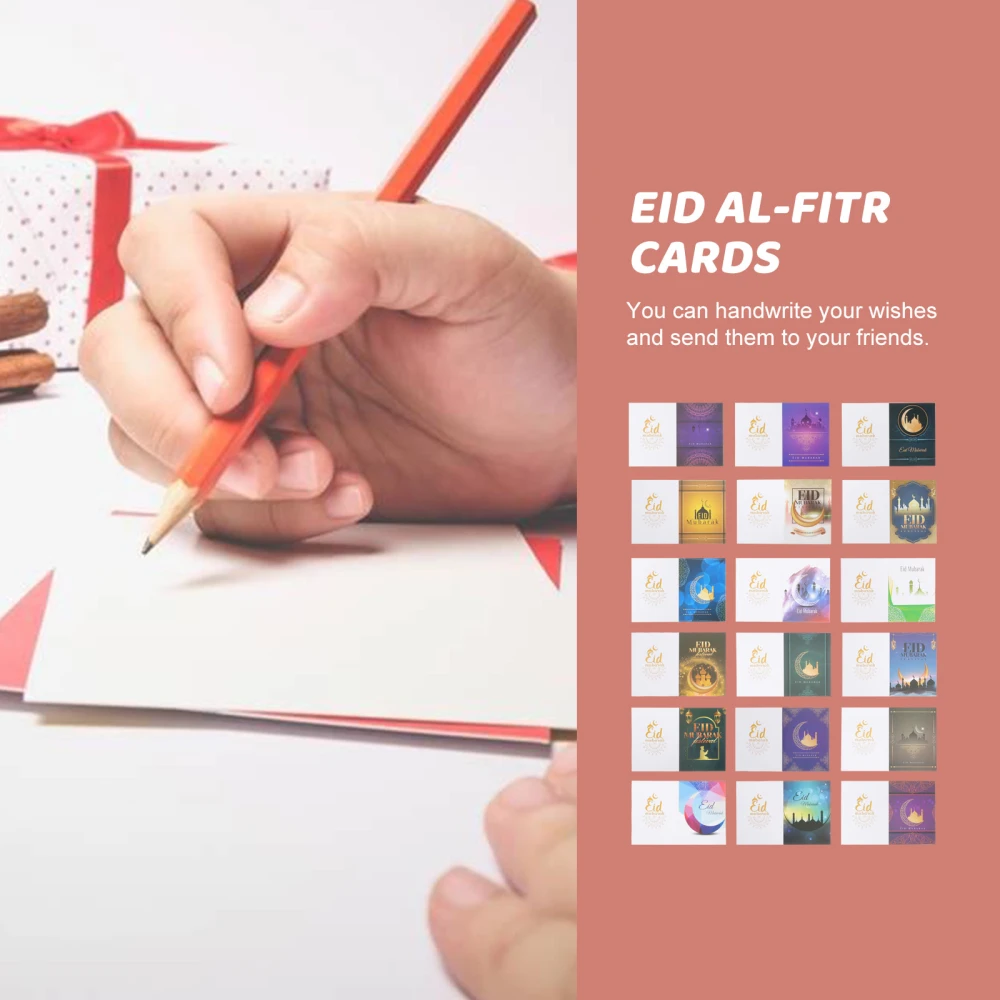 20 Pcs Eid Themed Greeting Cards Festival Greeting Cards Blessing Message Cards