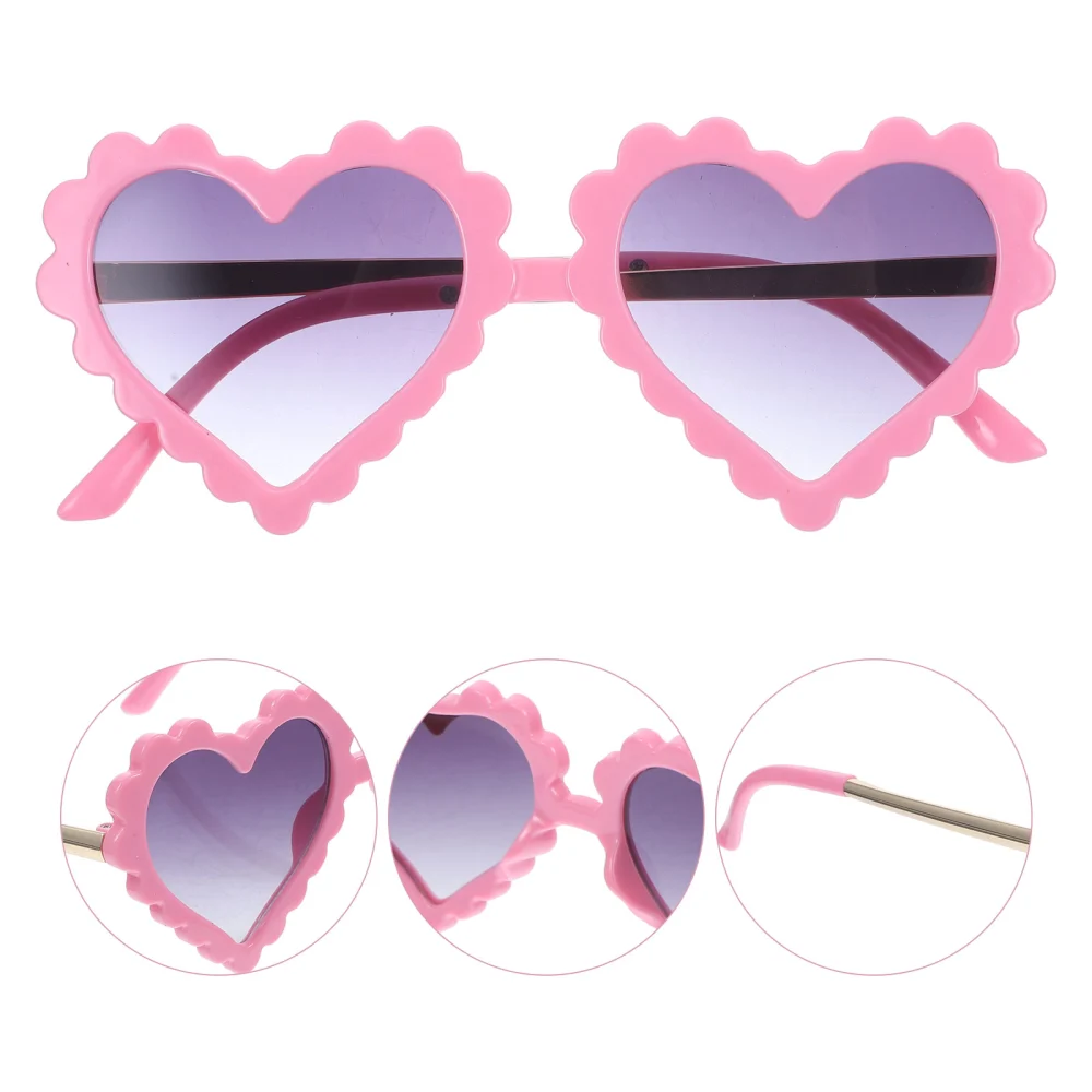 Anti-UV Sunglasses Lovely Heart Design Party Glasses Fashion Eyewear Dress Up Accessories for Kids Children (Pink Frame Pink Lens)