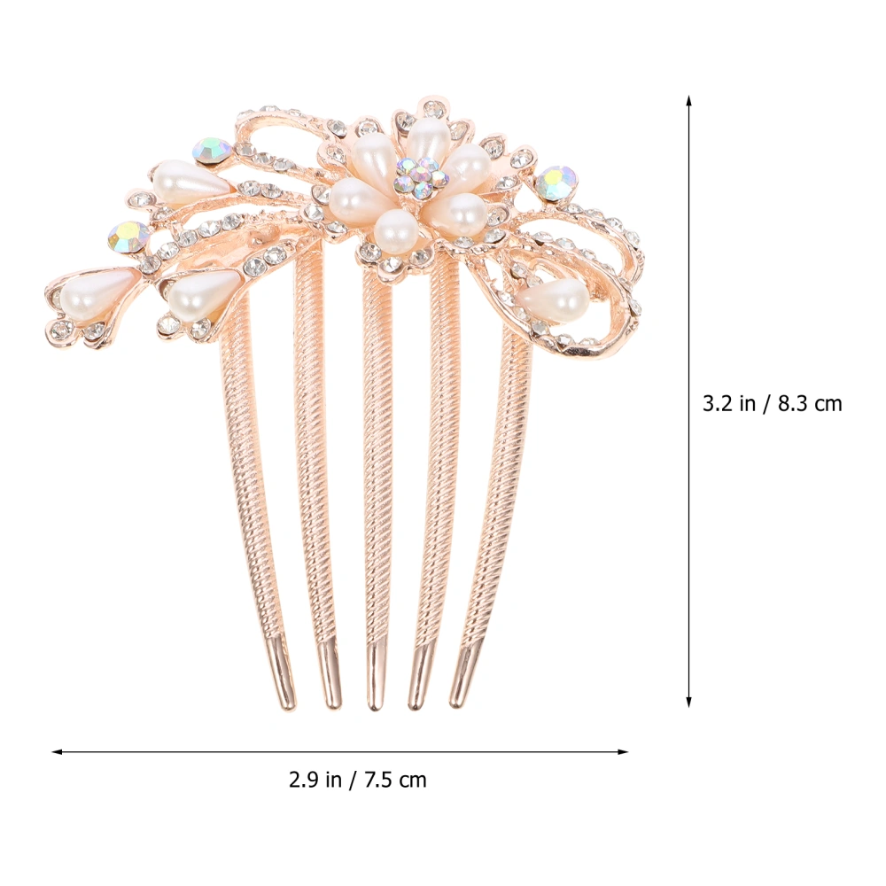 2pcs Wedding Hair Comb Clips Rhinestone Pearl Hair Piece Bride Hair Comb Accessories