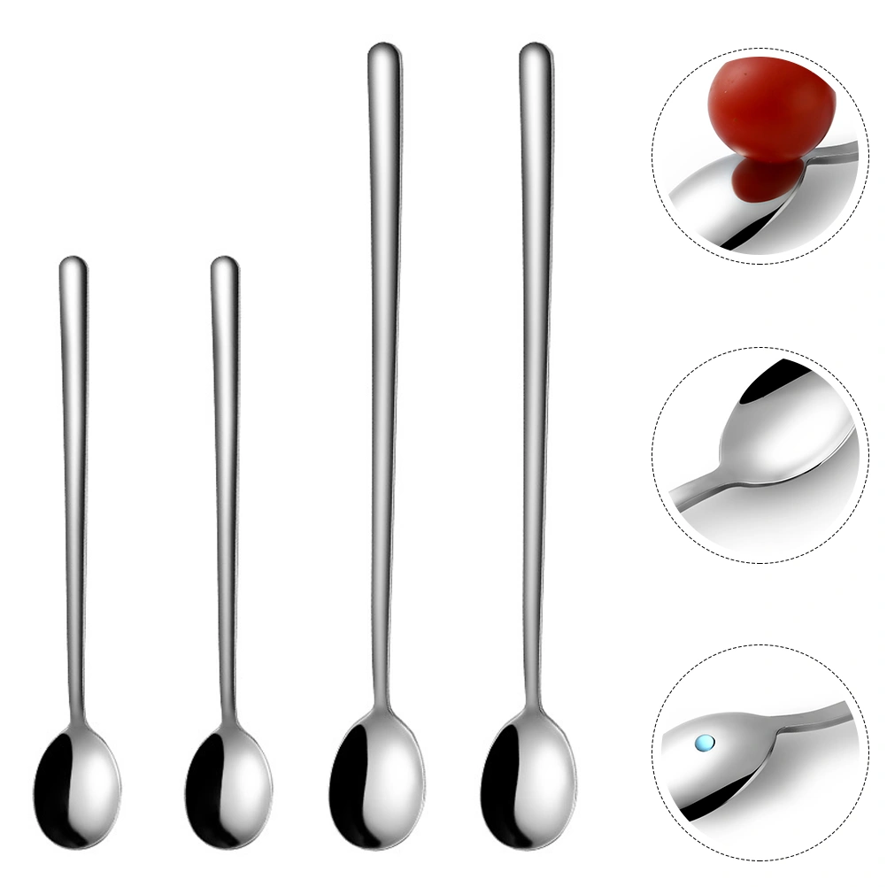 4 Pcs Tableware Stainless Steel Spoon Meal Dessert Spoon
