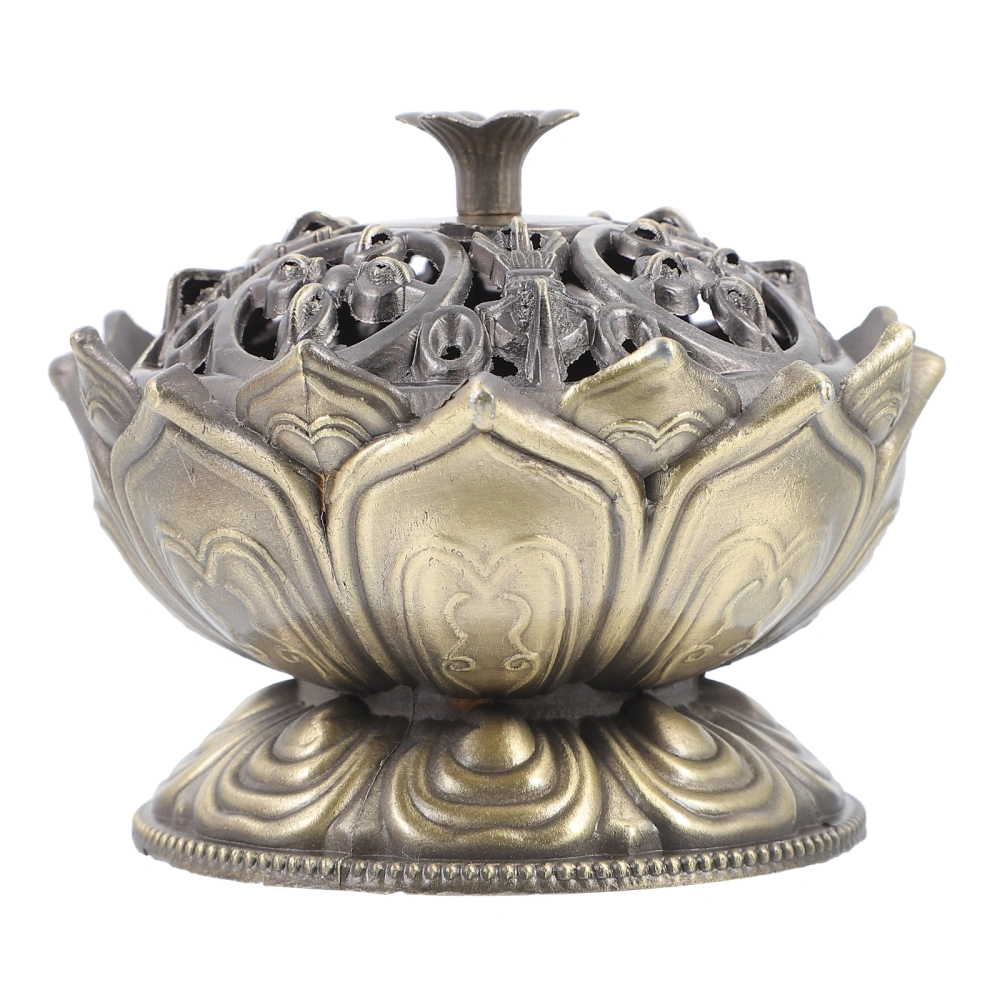 Buddhist Lotus Shape Incense Burner Holder Flower Statue Censer Adornment