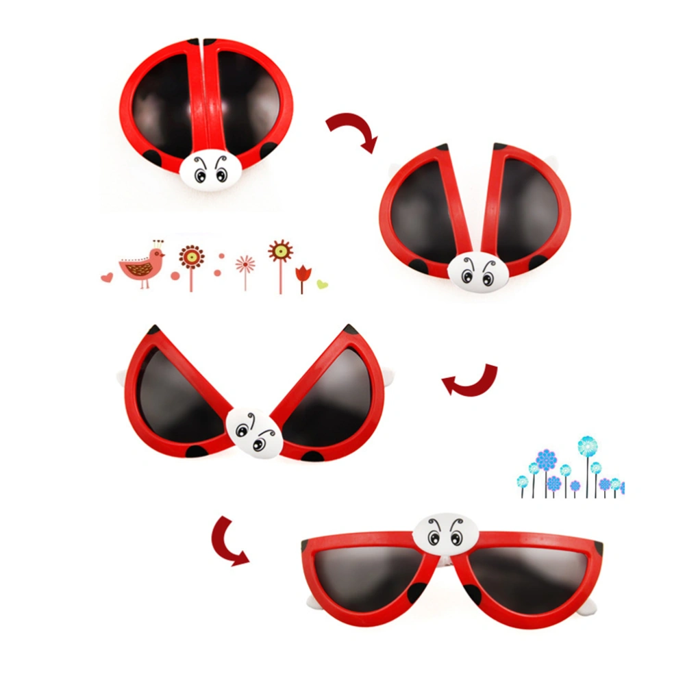 6pcs Cartoon Ladybird Glasses Plastic Beetle Folding Sunglasses Deformation Glasses Small Toys Gift for Children Boys and Girls