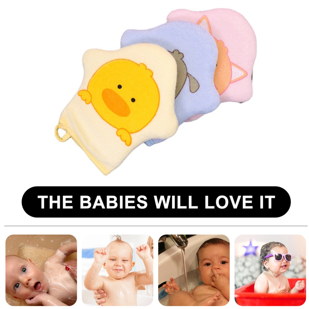 4pcs Cartoon Baby Bath Sponges Bathing Sponges Wipes Exfoliating Bathing Sponges