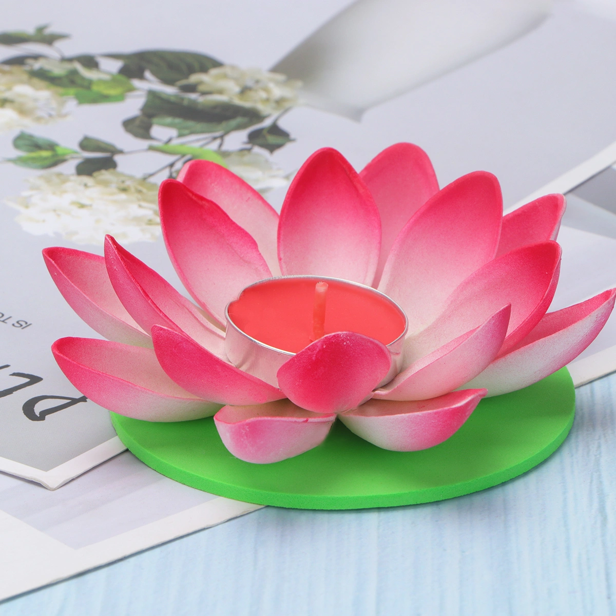 5pcs Candle Light Lotus Shape Candle Light Festive Wishing Lamp Decorative for Home Decor (Red with Candle)