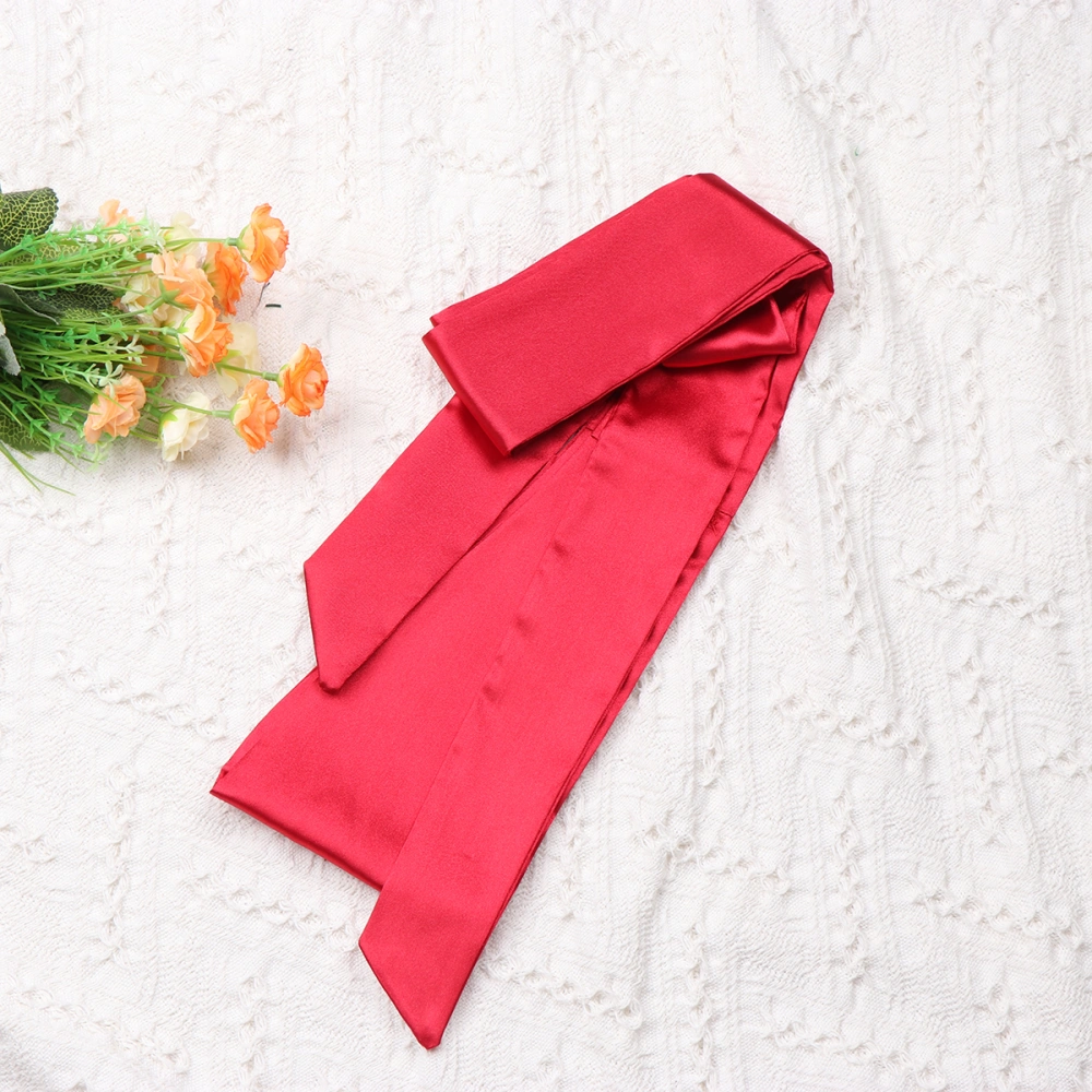 Women Silk Bow Solid Color Waist Belt Simple Classic Silk Ribbon Sash (Red)