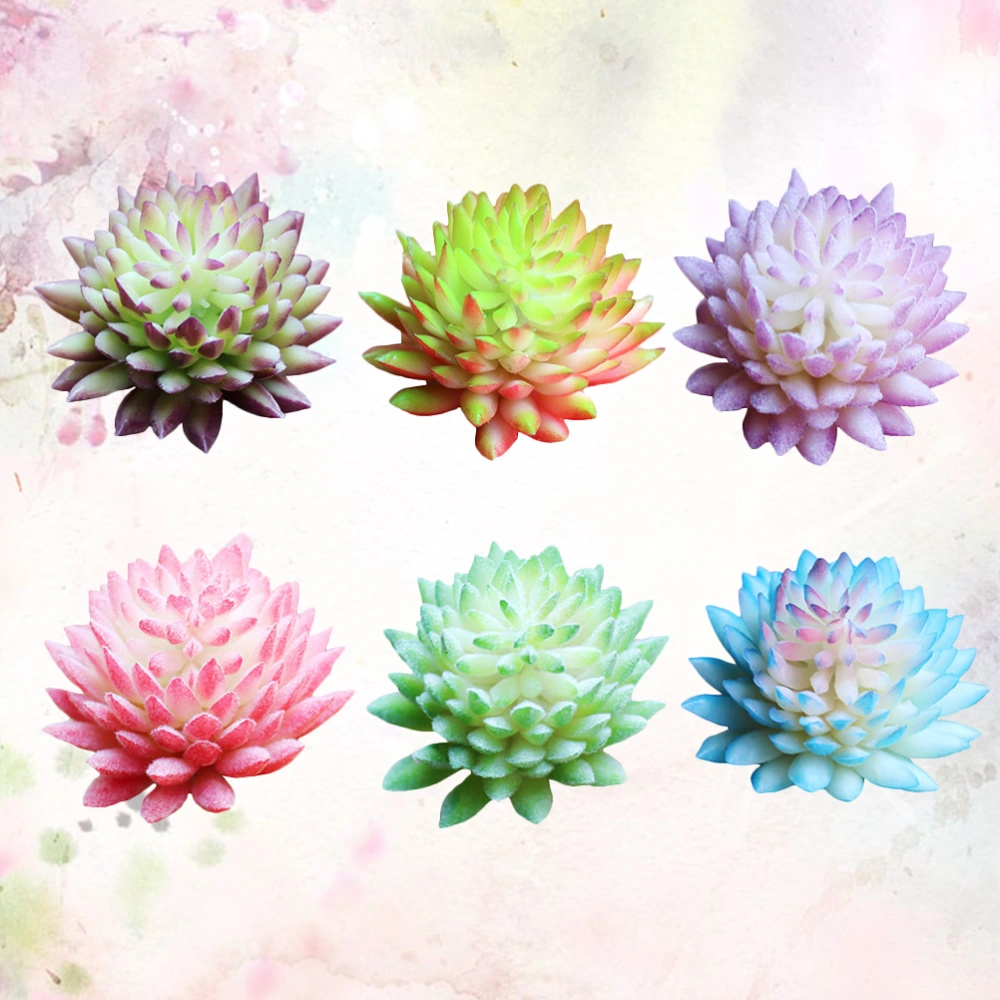 6PCS Simulated Succulent Plants Lifelike Desktop Adornments Artificial Plant Ornaments for Home Office Balcony Decoration (Random Color)