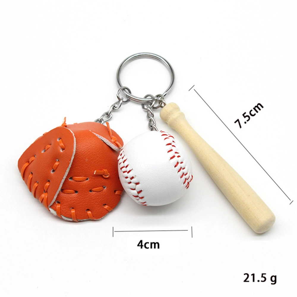 4pcs Creative and Simulated Baseball Set Design Key Ring Key Chain Pendant Bag Ornament Feather Pendant for Friends (Red + Black + Orange + Khaki)