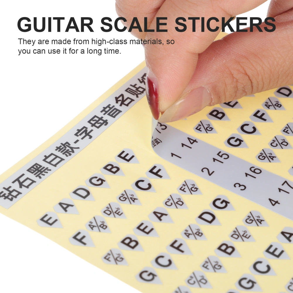 2Pcs Guitar Scale Stickers Professional Guitar Fretboard Note Map Decals for Beginners