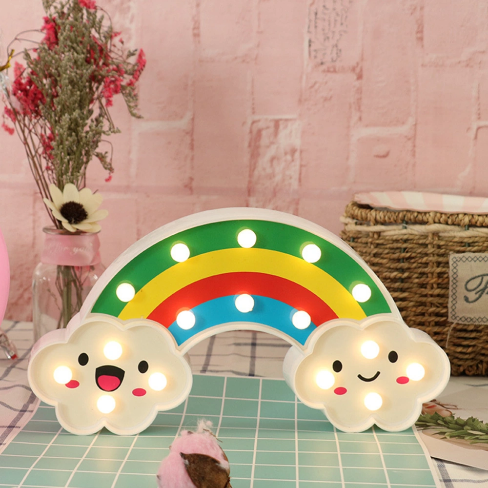 1PC Lovely Rainbow Shaped Lamp Cartoon Rainbow Shaped Night Light Creative LED Rainbow Decorative Lamp Indoor Rainbow Shaped Lamp Decor for Home Bedroom Nursery Without Battery