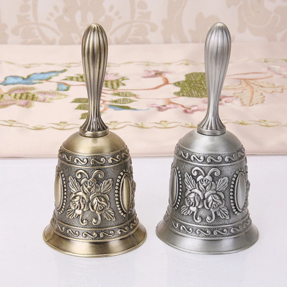 2pcs Zinc Alloy Table Bell Hand Bell Service Bell Bar Restaurant Call Bells (Antique Brass)