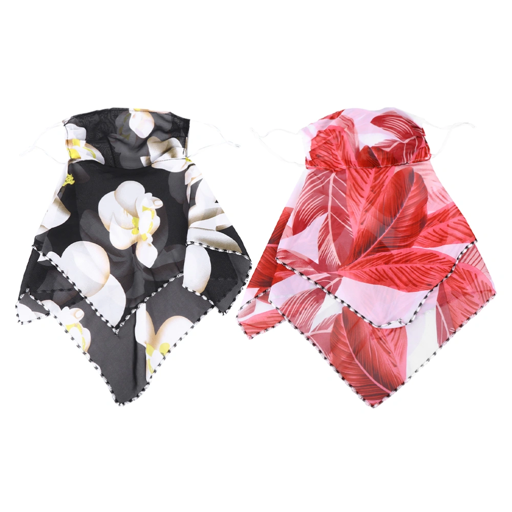 2pcs Sunscreen Veil Silk Scarf Ultraviolet-proof Neckerchief Protective Chiffon Collar Face Mask