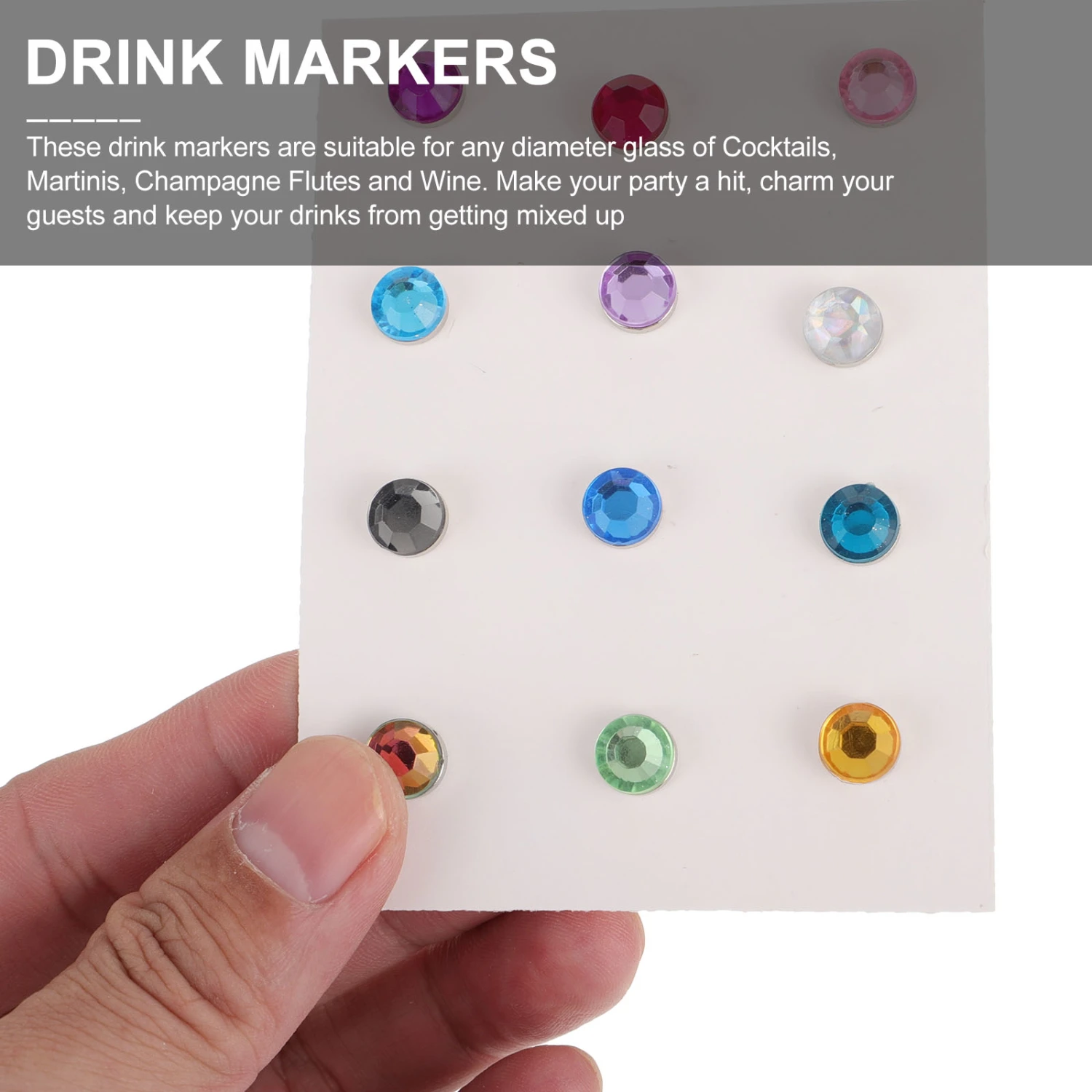 24Pcs Acrylic Magnetic Wine Glass Markers Colorful Wine Identifiers (Assorted Color)