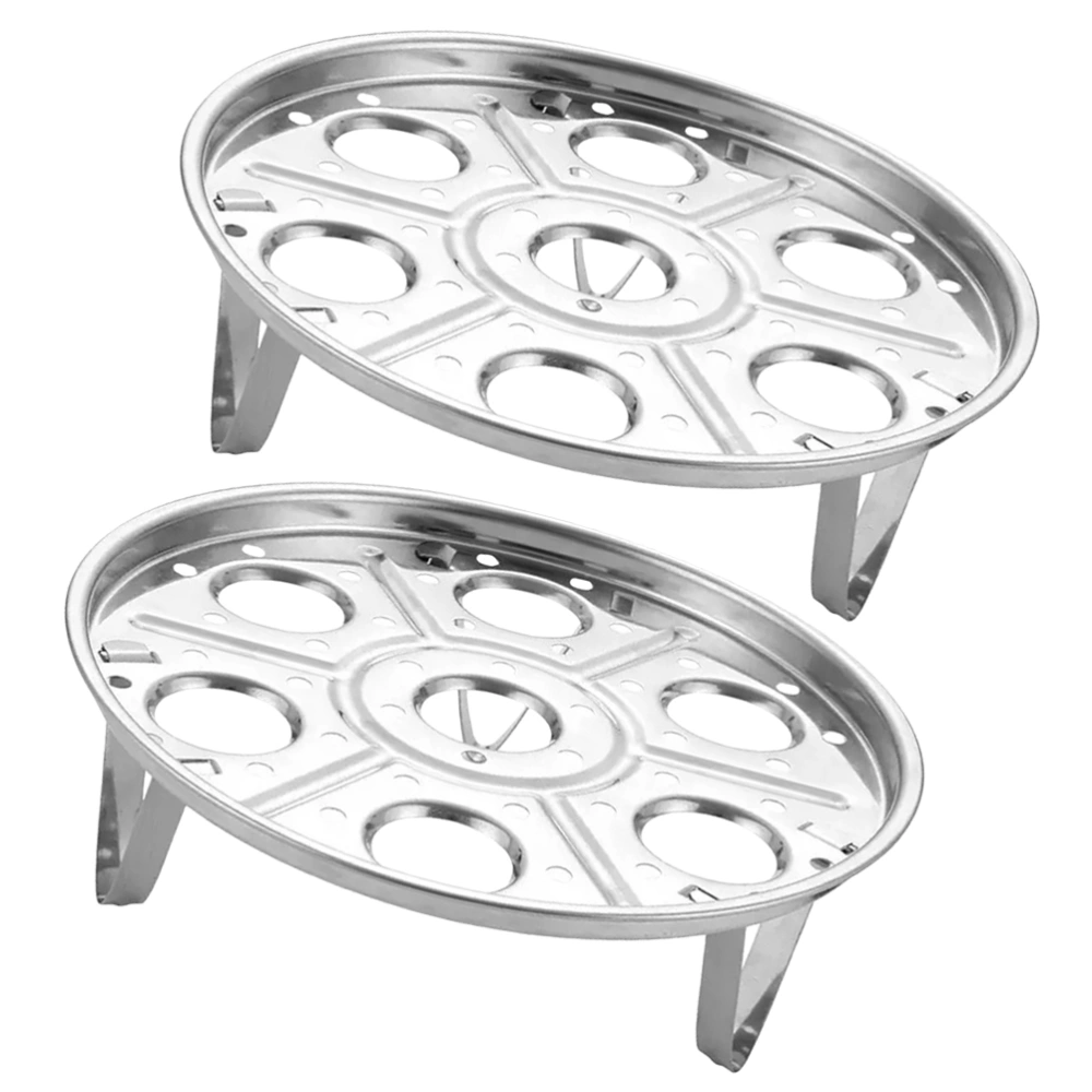 2pcs Stainless Steel Steamed Egg Racks Single Layer Portable Egg Holder Stand Kitchen Gadget (Rack Feet 8cm)