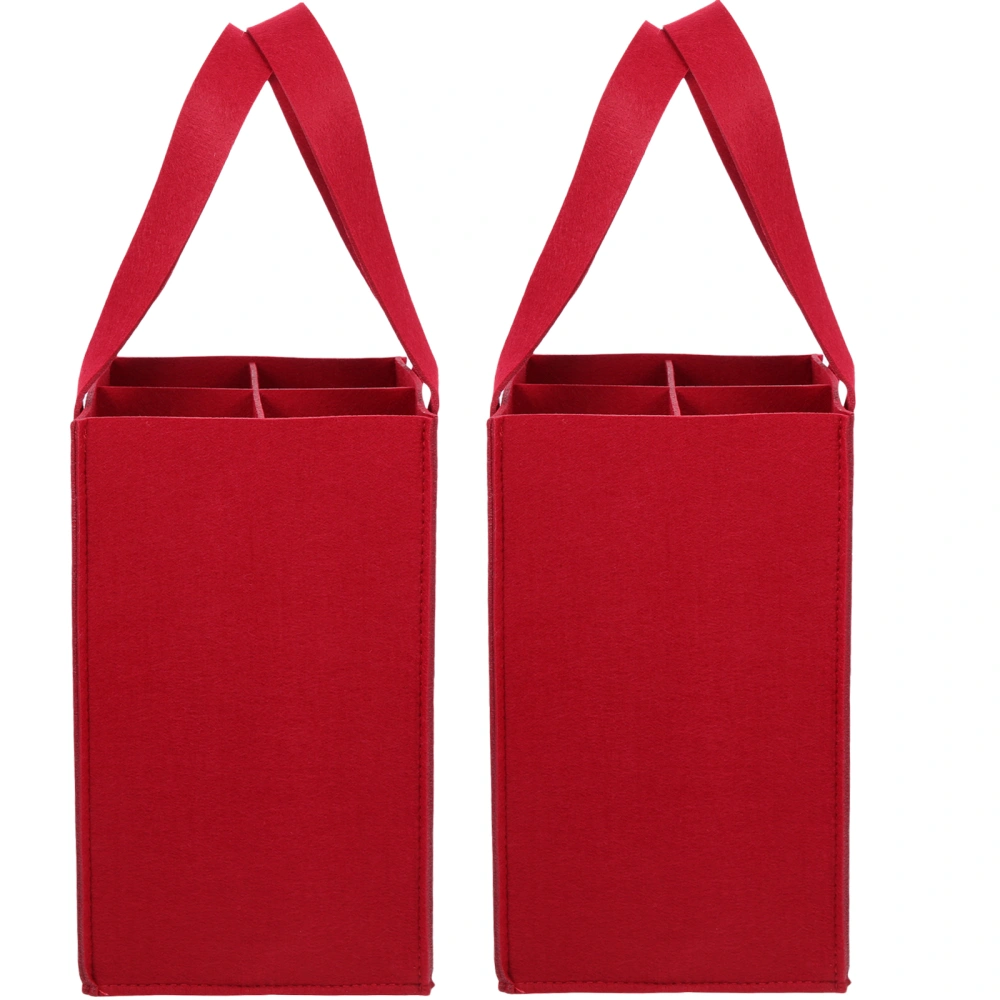 2Pcs Divided Wine Bottle Carrying Beer Bag Portable Wine Bag Decorative Champagne Bag