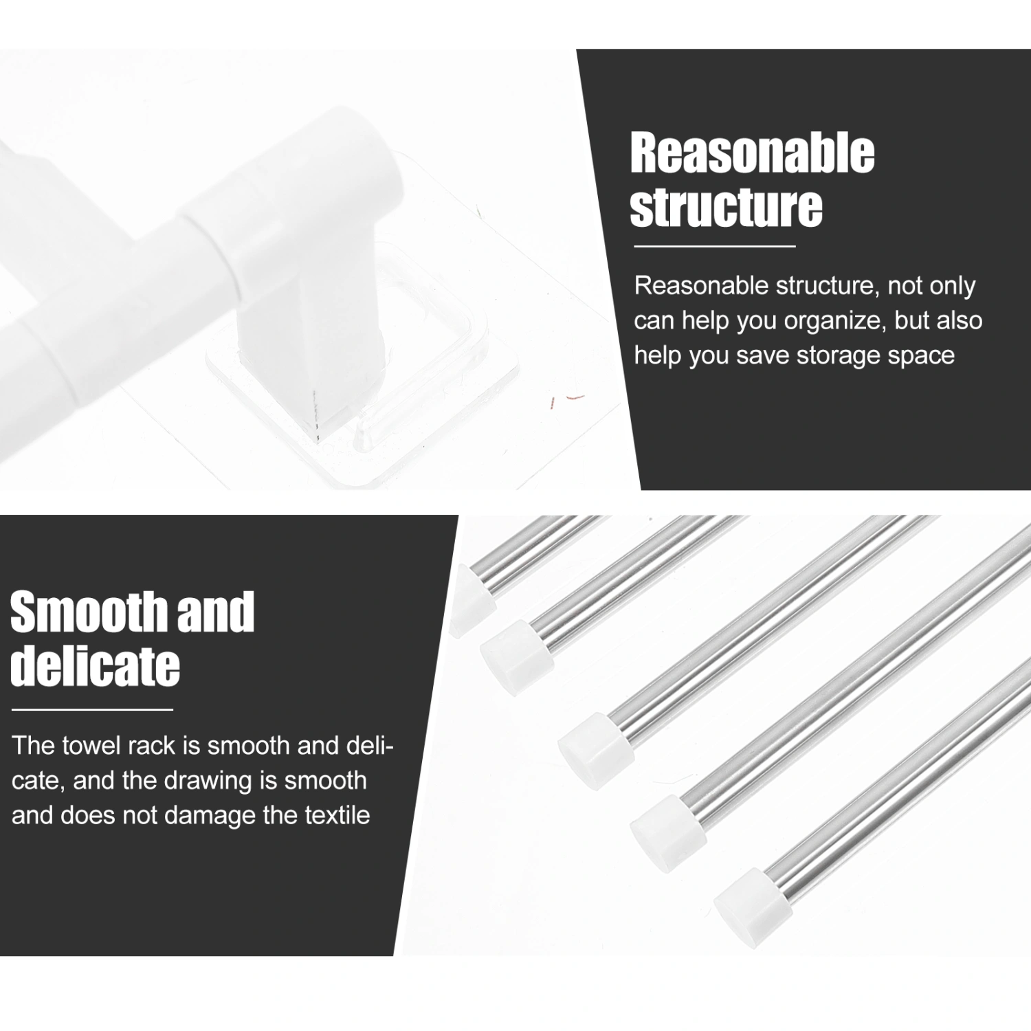 1 Set Stainless Steel Towel Rack Rotatable Bathroom Towel Hanger Punch-free Towel Rack