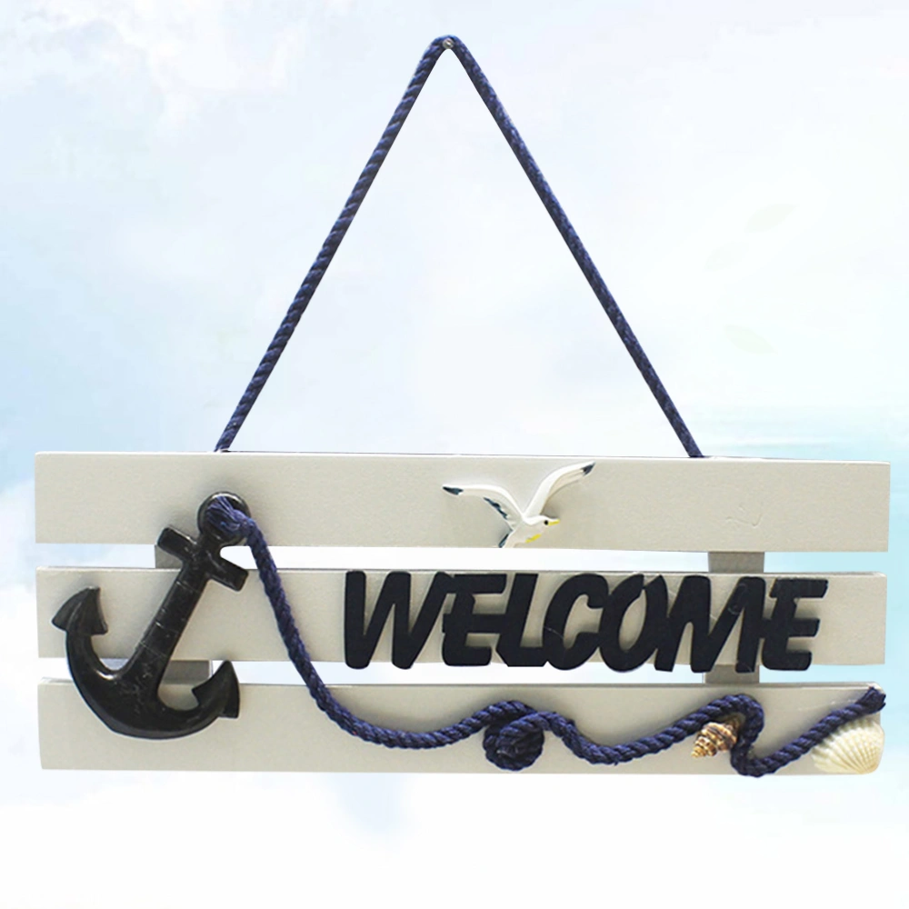 Exquisite Wooden Sign Durable Mediterranean Style Decorative Board Lettering Decor Vintage Ornament Sign Door Decor (Iron Anchor Pattern)