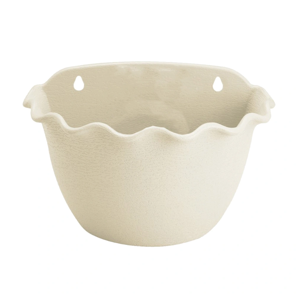 1pc Wall Hanging Planter Flowerpot Semicircle Wall Hanging Basin Indoor and Outdoor Potted Garden Supplies Flower Container for Flower Use (S Beige)