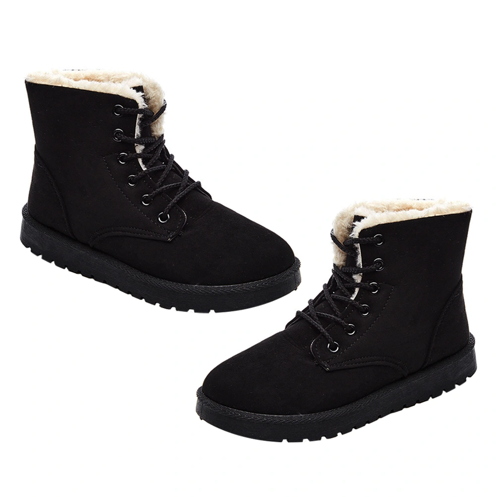 1 Pair Student Snow Boots Warm Female Ankle Boots Lace-up Shoes Cotton Boots