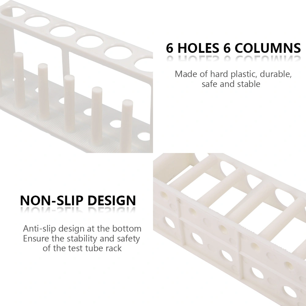 Plastic Test Tube Holder Portable Water Quality Test Tube Rack Equipment Supply Organizer for School Laboratory (White)