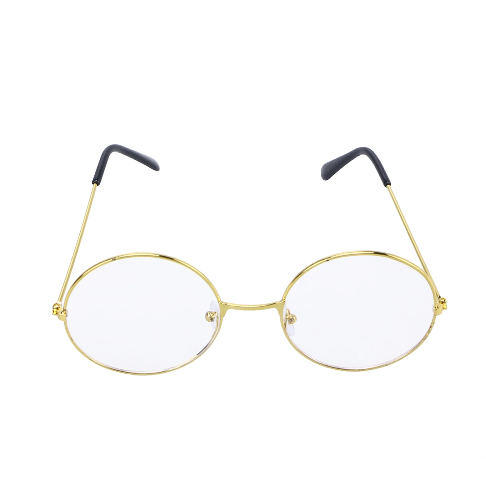 Unisex Retro Round Eyeglasses Clear Lens Glasses Ultra Light for Santa Claus Cosplay (Gold)