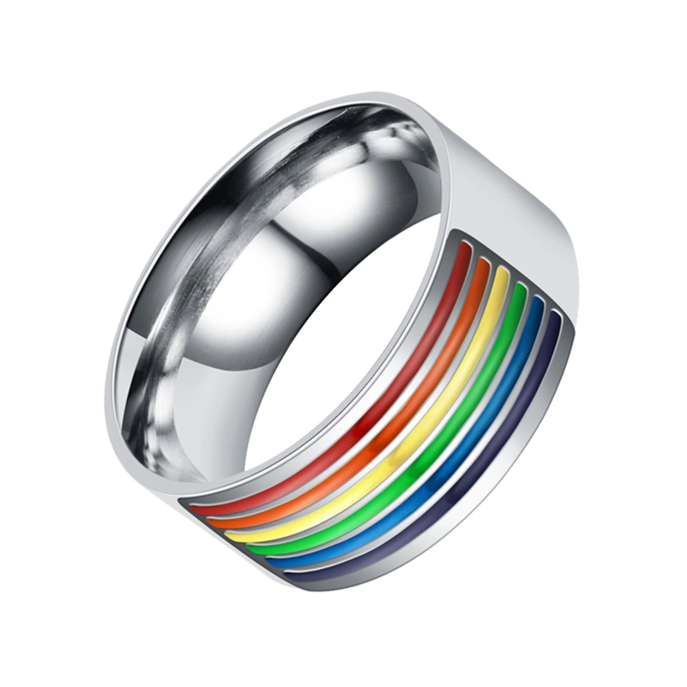 New Stainless Steel LGBT Ring Rotatable Rainbow Flag Anillos Gays Lesbian Jewelry Rainbow Ring for Gay (8#)