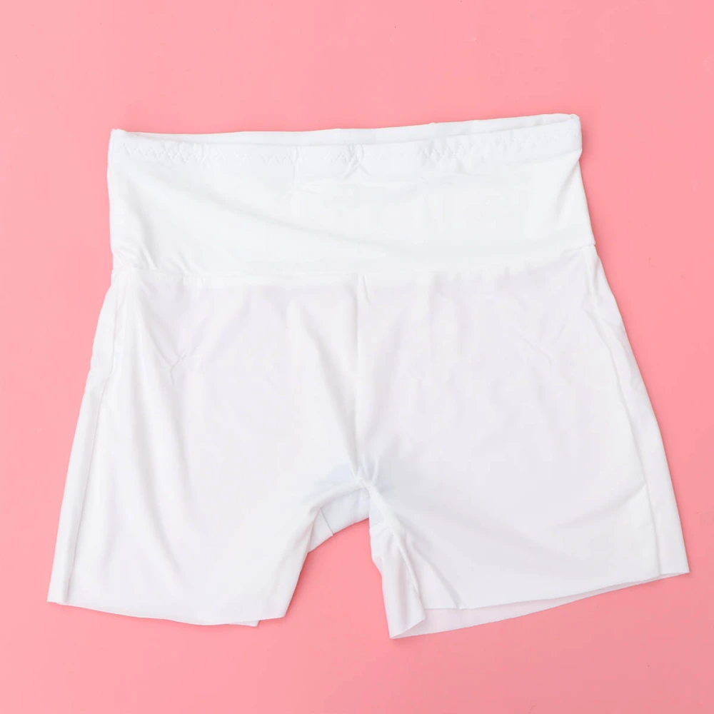 1pc Female Safety Pants Ice Silk High Waist Anti-emptied Pants Skirt Dress Shorts (High Waist L White)