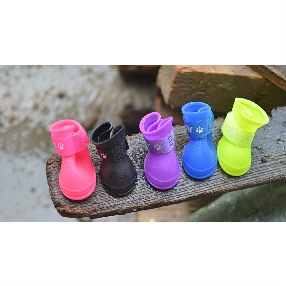 Little Pet Dog Puppy Anti-slip Rain Snow Boots Candy Colors Rubber Waterproof Boots Shoes - Size M (Pink)