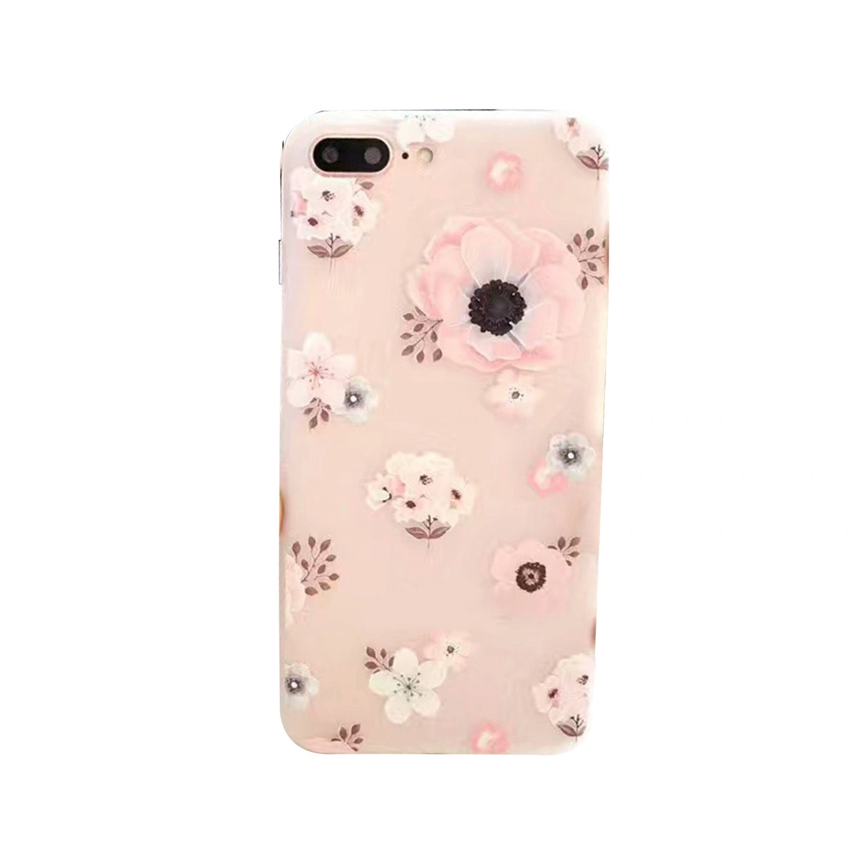 Phone Case for iPhone7 Plus iPhone 8 Plus Fashion Flexible TPU Slim Fit Flora Cover Protect against Accidental Drop (White)