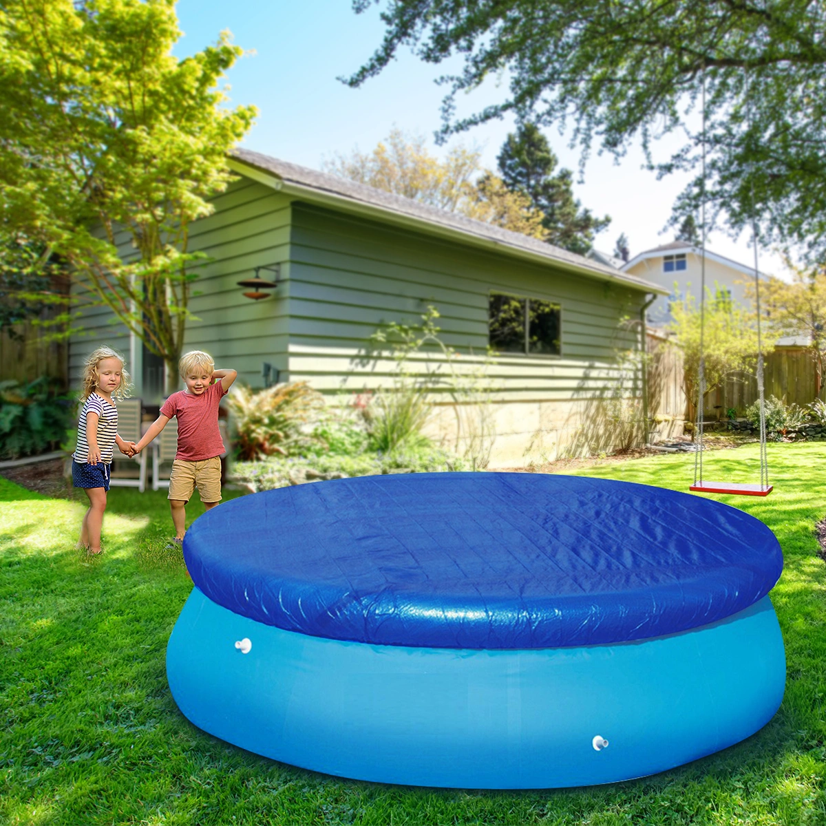 BESTOMZ 8-foot Diameter Round Easy Set Pool Cover for Frame Pools Inflatable Swimming Fast Set Pool