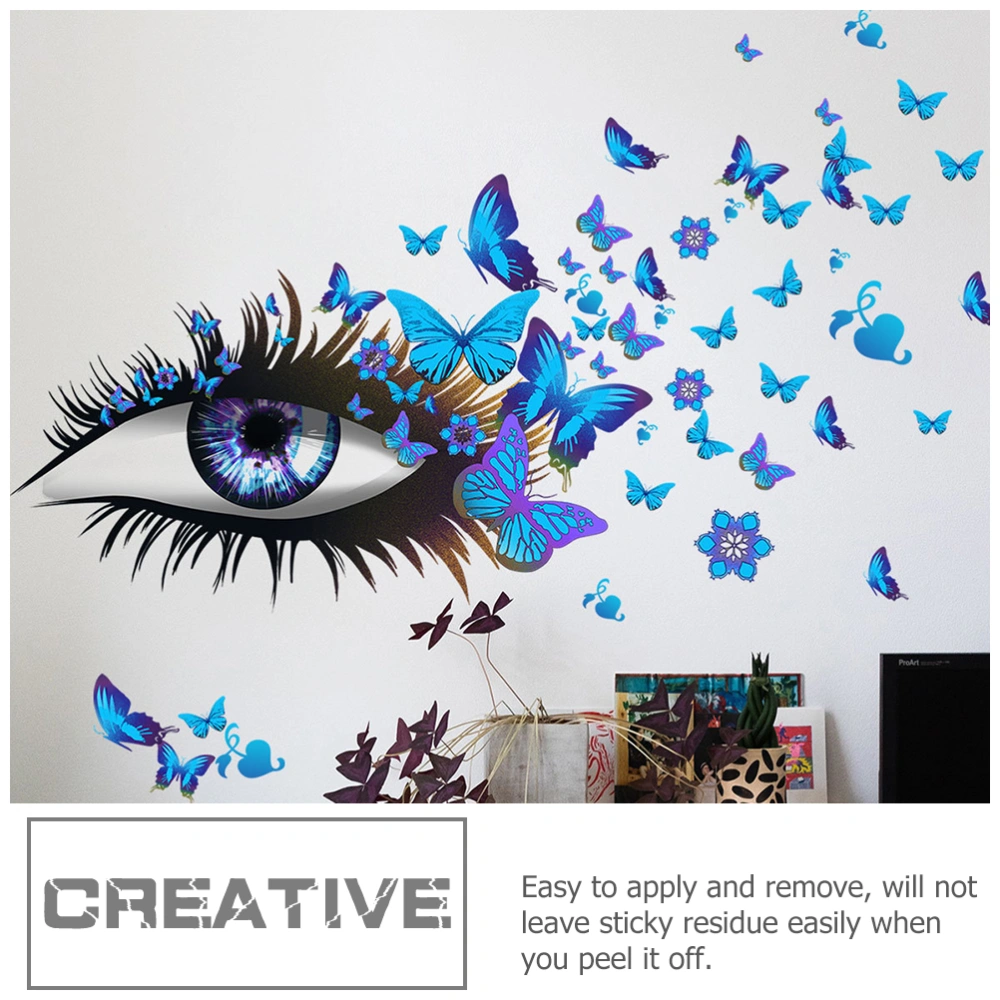 2 Sets Beautiful Eye Wall Decals Butterflies Wall Sticker DIY Decal for Bedroom