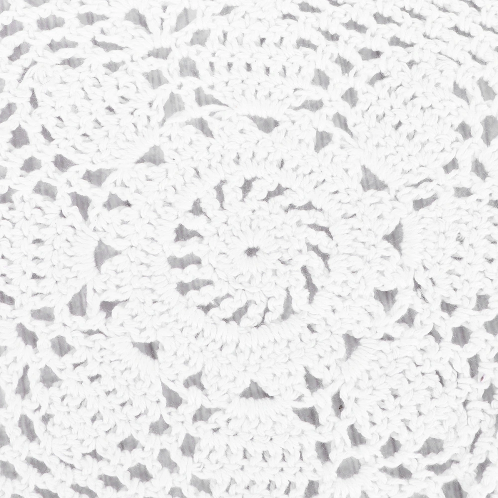 Hand Crochet Flower Placemat Delicate Cotton Lace Braided Hollow Out Cushion Decorative Wedding Table Mat (White 30x50cm)