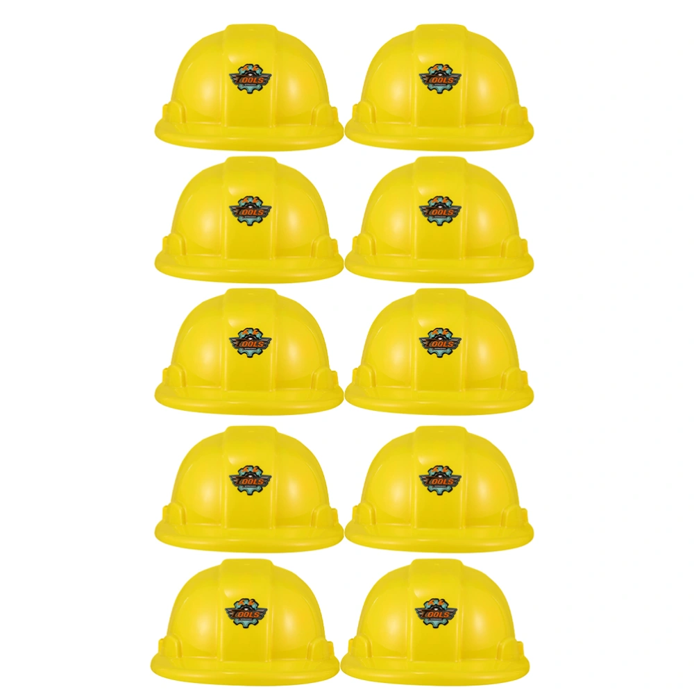 10Pcs Construction Hats Kids Building Dress Up Hats Plastic Construction Helmet Toys