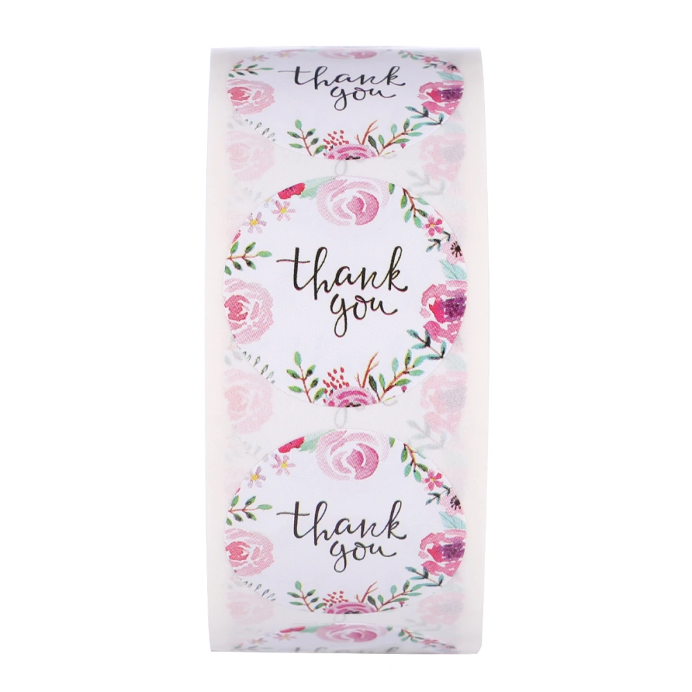 1Roll/500pcs Thank You Words Sticker Flower Pattern DIY Sticker Baking Packaging Label Gift Wrapping Stickers for Party