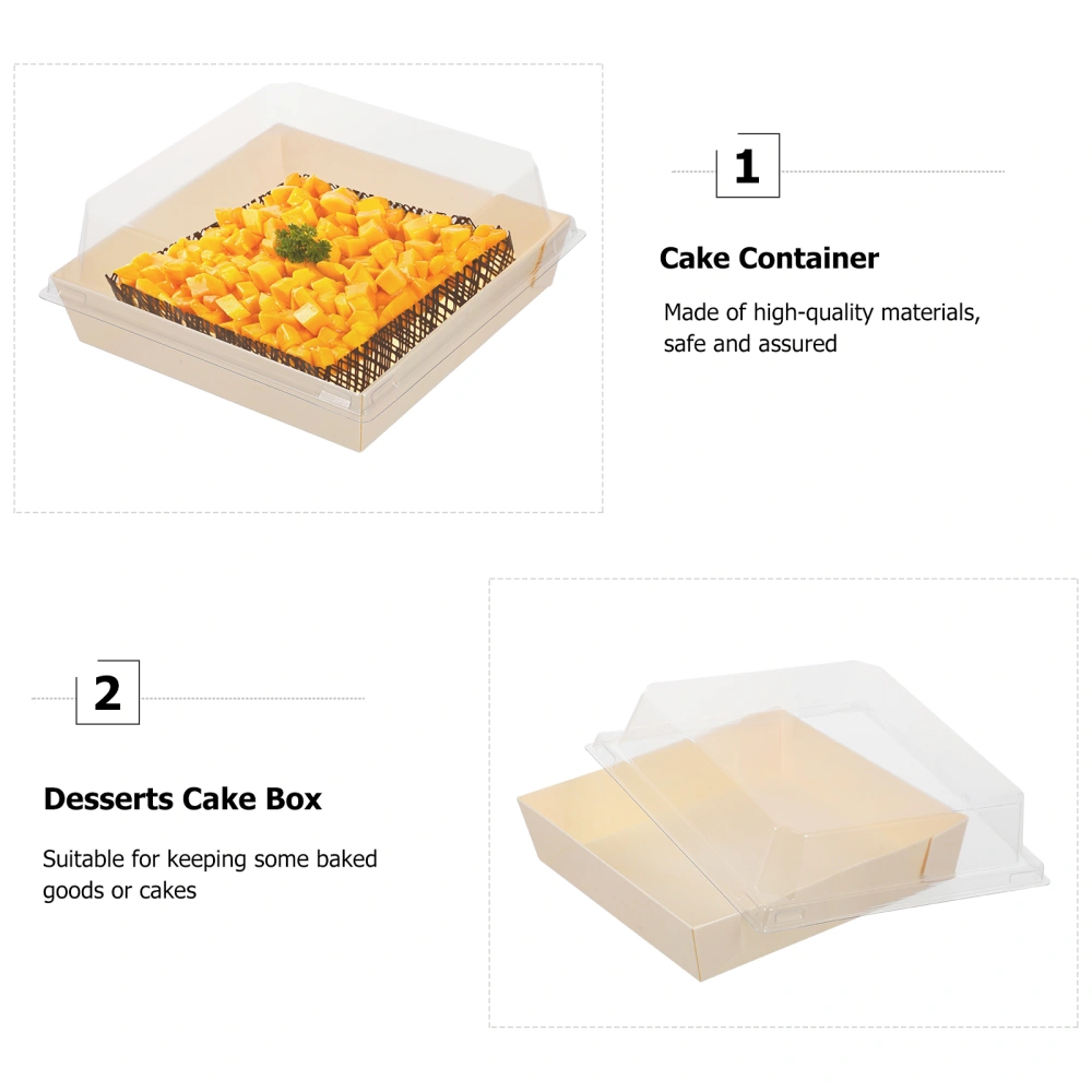 3pcs Dessert Boxes Take Out Box Transparent Lid Sandwiches Salads Boxes Food Container