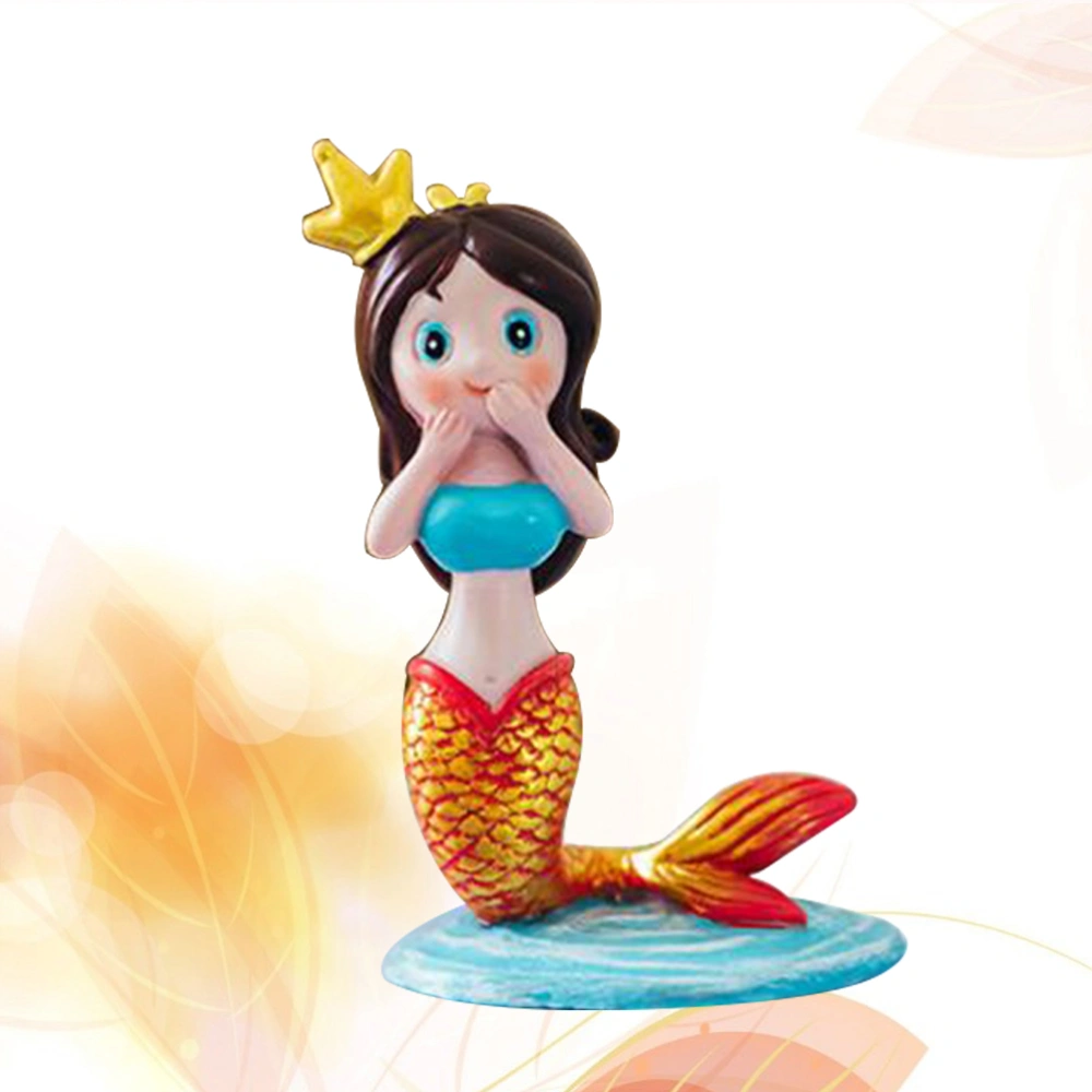 Mermaid Desktop Ornament Cake Decor Toy Craft Mermaid for Birthday Party Gathering (Blue)