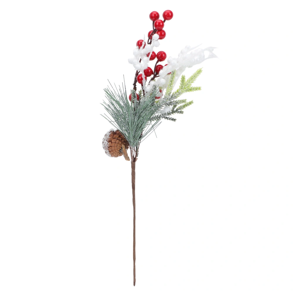 1pc Christmas DIY Accessory Fake Berry Branch Pine Cone Ornament Home Decor