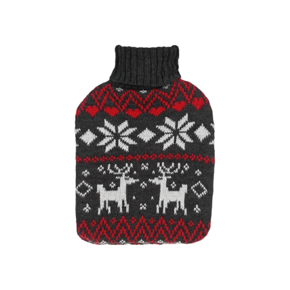 1PC Christmas Hot-water Bottle Cover Hot Water Bottle Knitted Cover Hot Water Bottle Keeping Warm Cover Christmas Warm Bottle Bag for Home Outside Use (Without Hot Water Bottle) Grey